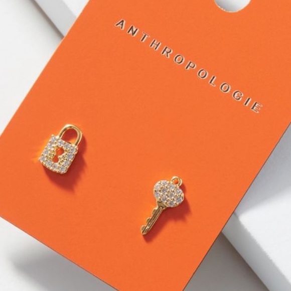 Anthropologie Jewelry - NWT Anthropologie Lock 🔐 & Key post earrings